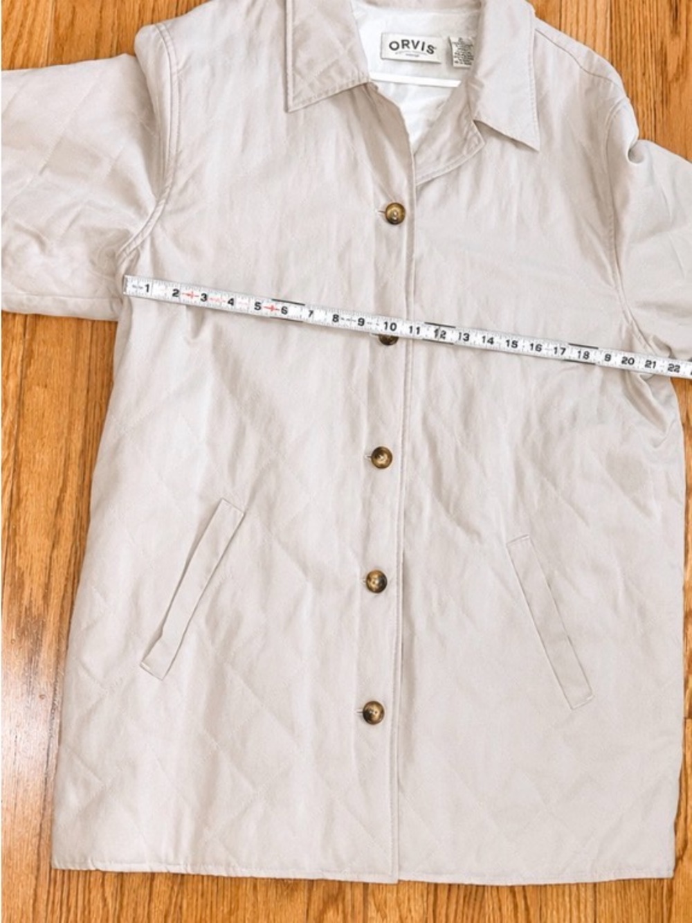 Orvis Quilted Jacket Womens XL Beige Button Front Lightweight Coat Pockets - Picture 4 of 6